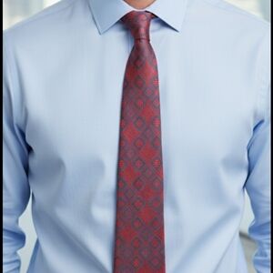 Villa Bugatti Geometric Red and Blue Mens Tie 4"W × 56"L Italian Silk